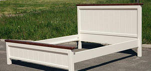 Ліжко двоспальне з масиву сосни Беатріс Мікс меблі, колір ваніль + темний горіх, фото 2