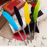 Ручка Перо кольорове кулькова в стилі вінтаж рожева