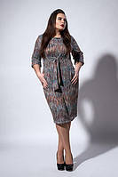 Нарядное теплое женское платье увеличенных размеров 52-54 54, коричневый