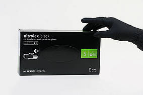 Рукавички нітрилові нестерильні непудровані Nitrylex black S (50 пар / уп) чорні