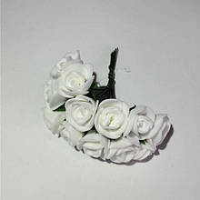 Трояндочки з фоамирана(латексу) на дроті 12шт. Білі