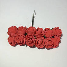 Трояндочки з фоамирана(латексу) на дроті 12шт. Червоні