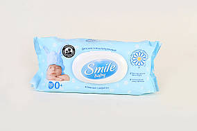 Вологі серветки Smile baby 100 шт. c екстрактом ромашки і алое вера (з клапаном)