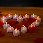 Світлодіодна свічка чайна упак 10шт, 39х37мм 2700К, з батарейкою СR2032 в комплекті, фото 2