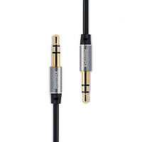 Аудио кабель Remax AUX RM-L100 3.5 miniJack, 1m black