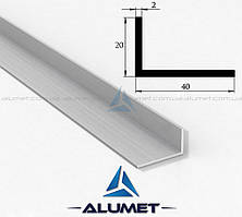 Кутник алюмінієвий 40х20х2 мм анодований ПАС-1096 (БПО-0916)