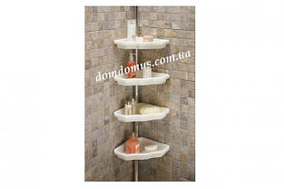 Полиця кутова для ванної з телескопічною металевою трубою 135-260 см, PrimaNova, Туреччина, біла