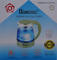 Електрочайник скло Domotec MS-8212 салатовий 