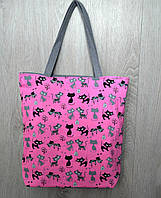 Пляжная, городская сумка с принтом котики, розовая