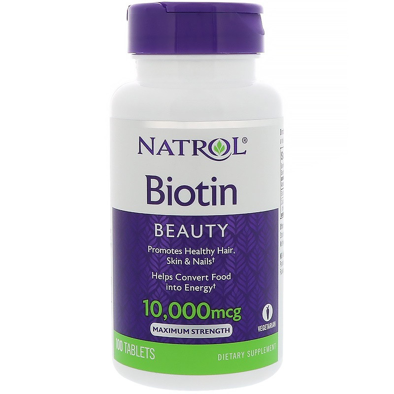 Біотин Natrol «Максимальна сила», 10000 мкг, 100 таблеток. Зроблено в США.