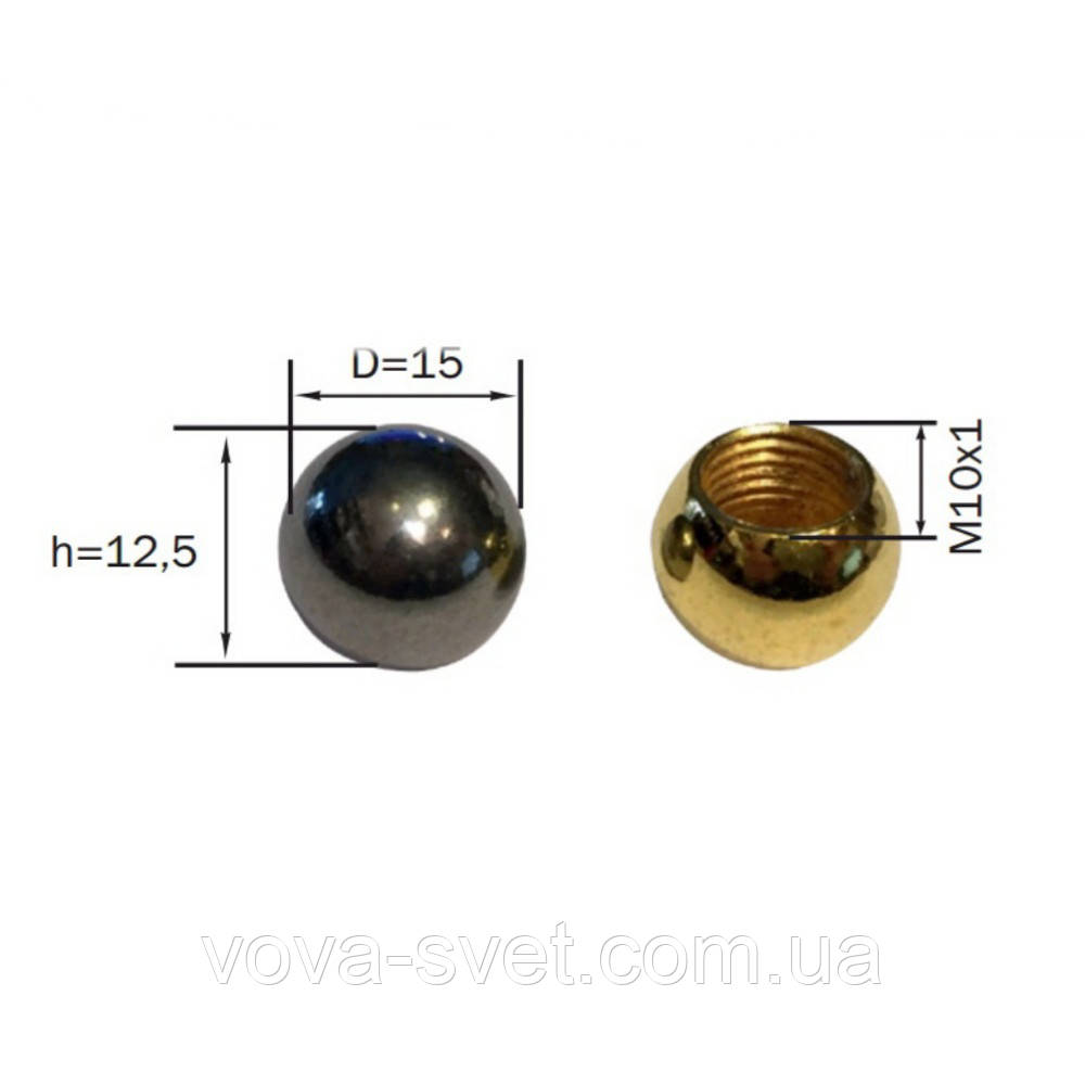 Декоративна гайка-куль (м-10) (Chrome) (Gold) [ ШАРІК ГЛАДКИЙ ]