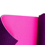 Килимок для фітнесу та йоги TPE (термопластичний еластомер) 183x61x0,6см 5415-2, фото 6