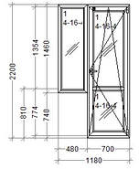 Пластиковий балконний блок REHAU Euro-Design 60 з однокамерним склопакетом 4/16/4, фото 2