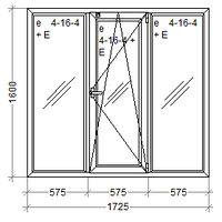 Трехстворчатое пластиковое окно 1725х1600 REHAU Euro-Design 60 с энергосберегающим стеклопакетом 4/16/4и