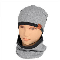 Трикотажний набір Шапка+Снуд  сірий