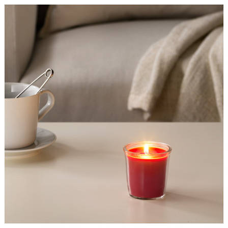 СМОТРЕВЛИГ Ароматична свічка в склянці, ягідна суміш, червоний, 7 см, 70337715, IKEA, ІКЕА, SMATREVLIG, фото 2