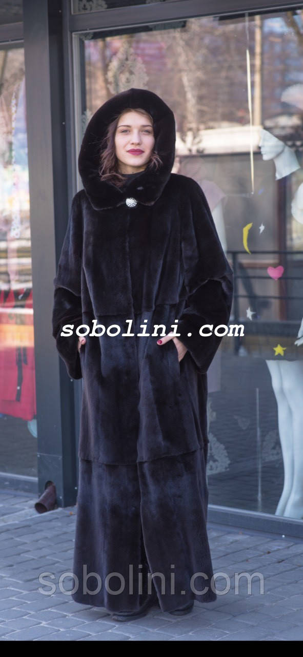 Розкішна довга шуба з BLACKLAMA, довжина 140 см.
