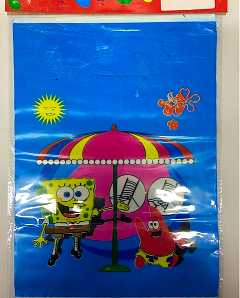 Пакет поліетиленовий подарунковий у стилі "Спанч Боб ( Губка Боб) квадратні штани " 30 * 22 см.