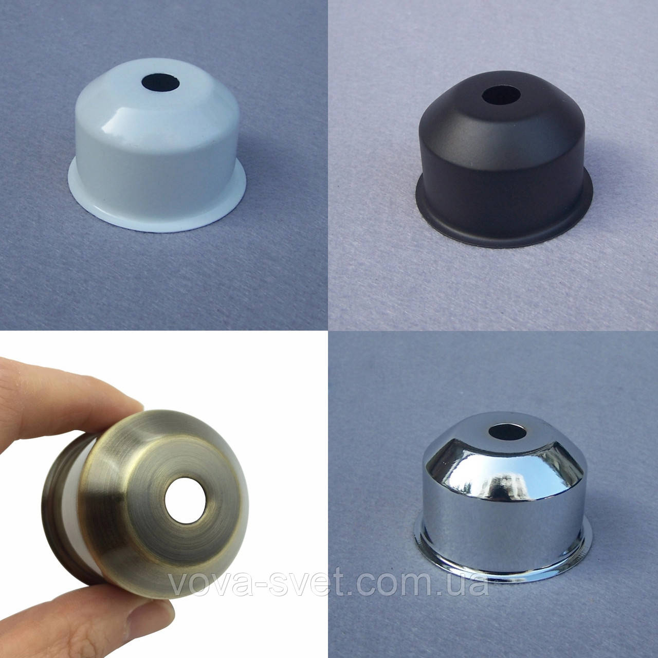 Декоративна сталева гільза для патрона Е-27 (з різзю та затискним кільцем) White / Black / Chrome / Bronze, фото 1