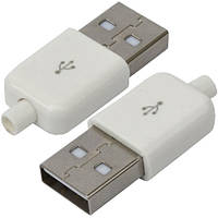 Штекер USB тип A , под шнур, бакелит, белый