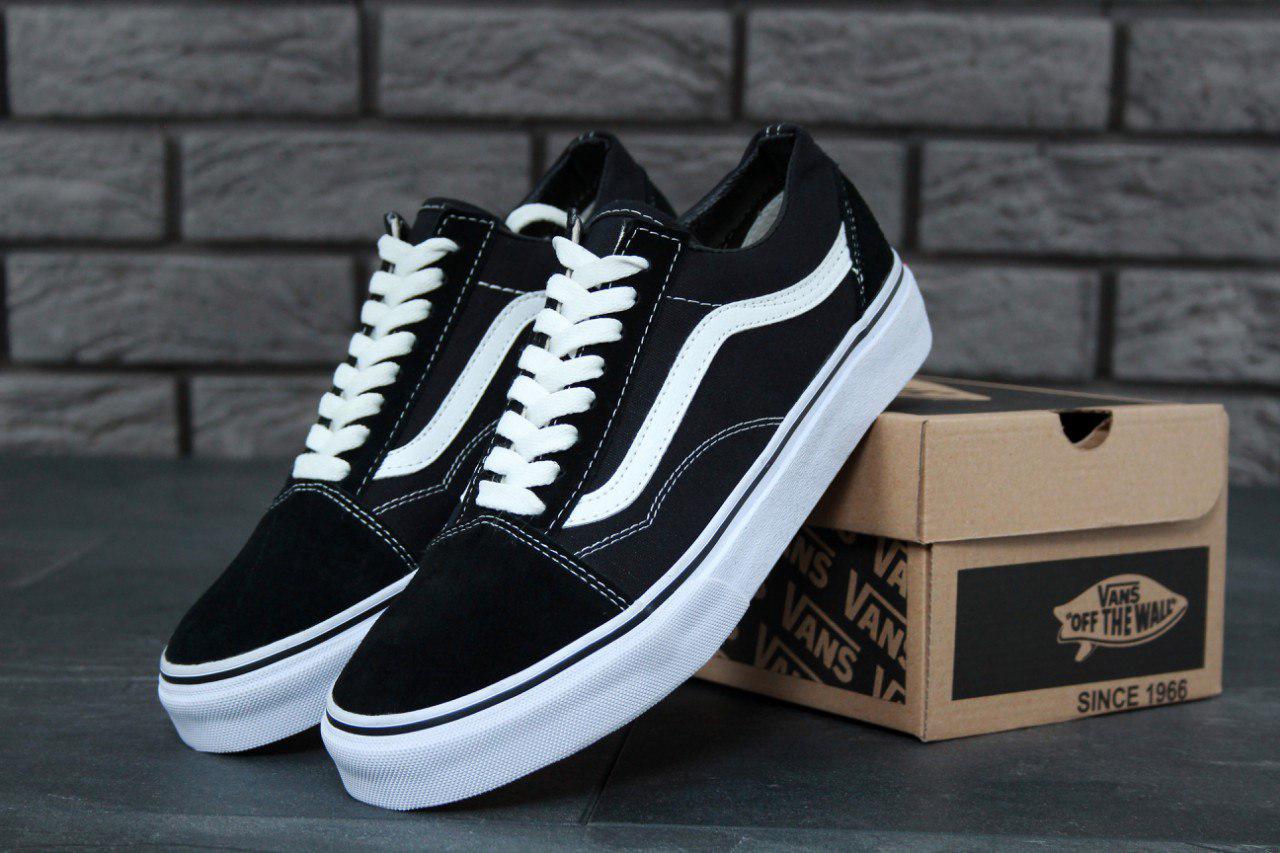 Кеди Vans Old Skool black white Classic кросівки Ванс Олд Скул чорно-білі чоловічі підліткові