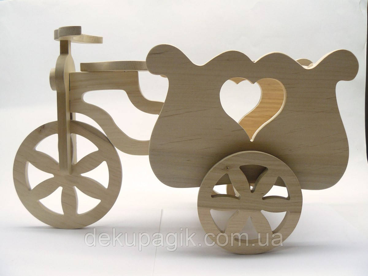 Декор Кашпо Моторолер деревёяний 15х35х20см (вільха), фото 1