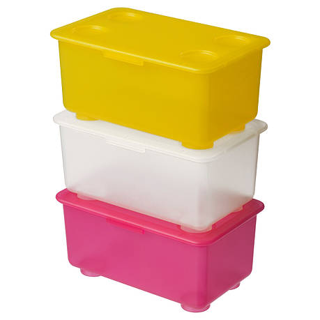 ГЛИС Коробка с крышкой, розовый/белый/желтый, 17x10 см, 20047450, IKEA, ИКЕА, GLIS, фото 2