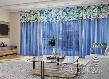3D - Фото Штори і тюль "Блакитні ламбрекени" - будь-який розмір. Читаємо опис!