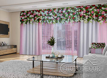 3D - Фото Штори і тюль "Красиві квіткові ламбрекени" - будь-який розмір. Читаємо опис!