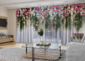 3D - Фото Штори і тюль "3D Ламбрекени з квітів" - будь-який розмір. Читаємо опис!