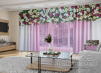 3D - Фото Штори і тюль "Ламбрекени з ромашок" - будь-який розмір. Читаємо опис!