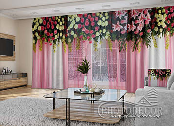 3D - Фото Штори і тюль "Ламбрекени квітковий мікс" - будь-який розмір. Читаємо опис!