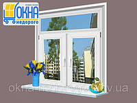 Двустворчатое окно Veka SoftLine с фрамугой 2 открывания