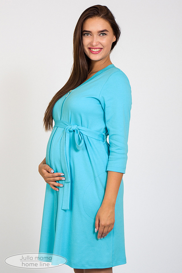 Набор для беременных и кормящих BLUE халат+ночная сорочка размер S - фото 3 - id-p666358429