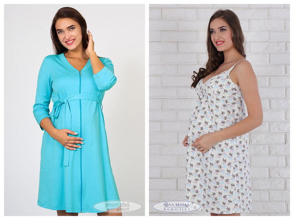 Набор для беременных и кормящих BLUE халат+ночная сорочка размер S - фото 9 - id-p666358429