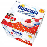 Продукт кисломолочный Humana с клубникой и натуральными пробиотиками, 4 шт.