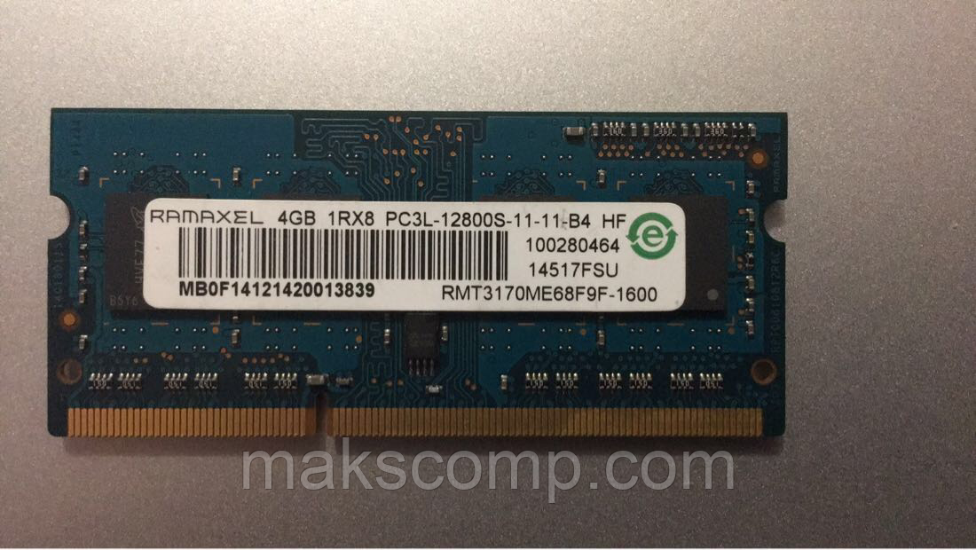 Пам’ять Ramaxel 4Gb So-DIMM PC3L-12800S DDR3-1600 1.35v rmt3170me68f9f
