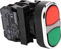 Здвоєна Кнопка що виступає (1но + 1НЗ) червоно-зелена