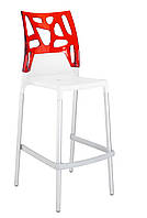 Барный стул Papatya Ego-Rock Bar белое сиденье прозрачно-красный