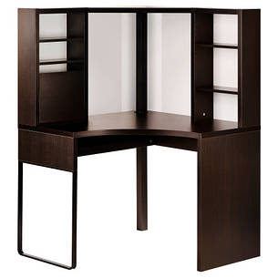 МІККЕ письмовий Стіл, кутовий, чорно-коричневий, 100x141 см, 50244741 IKEA, ІКЕА, MICKE, фото 2
