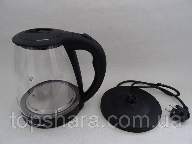 Электрочайник Domotec MS-8210 Black стеклянный, подсветка