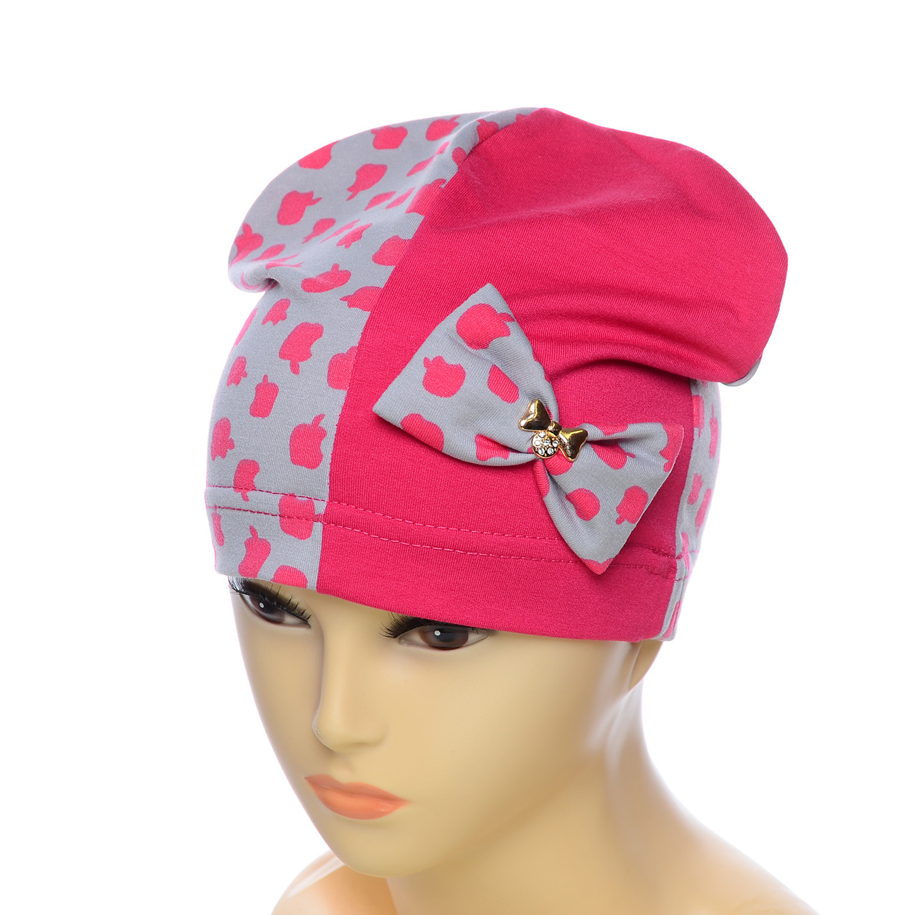 Легка трикотажна шапочка з бантом