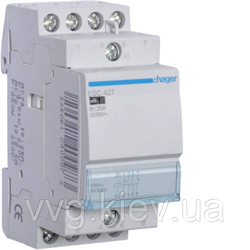 Контактор 25A, 2НО+2НЗ, 230 В, HAGER