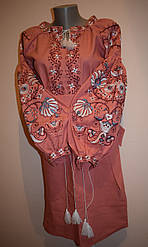 Вишита сукня "Квітуче дерево" коралове