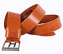 Чоловічий ремінь з натуральної шкіри під джинси LD666-11 рудий, фото 2