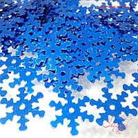 Акриловые пайетки снежинка для декора 13мм для рукоделия цвет синий
