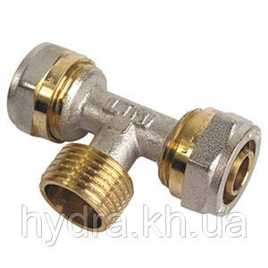 Трійник з зовнішньою різьбою 26х3/4" металопластик