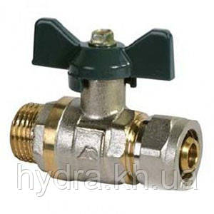 Кран кульовий з зовнішньою різьбою 16х1/2" металопластик