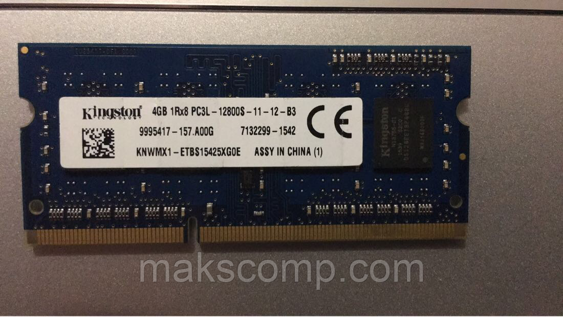 Пам'ять Kingston 4Gb So-DIMM PC3L-12800S DDR3-1600 1.35 v