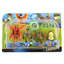 Ben ten Бен Тен 4 фігурки 5 серії, що світяться, з годинником - Крилатий+Блевака+Мавпо-павук+ Рук